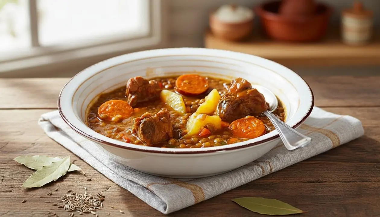  Lentejas con costillas tiernas y llenas de sabor, receta casera f&aacute;cil - Imagen generada por IA 