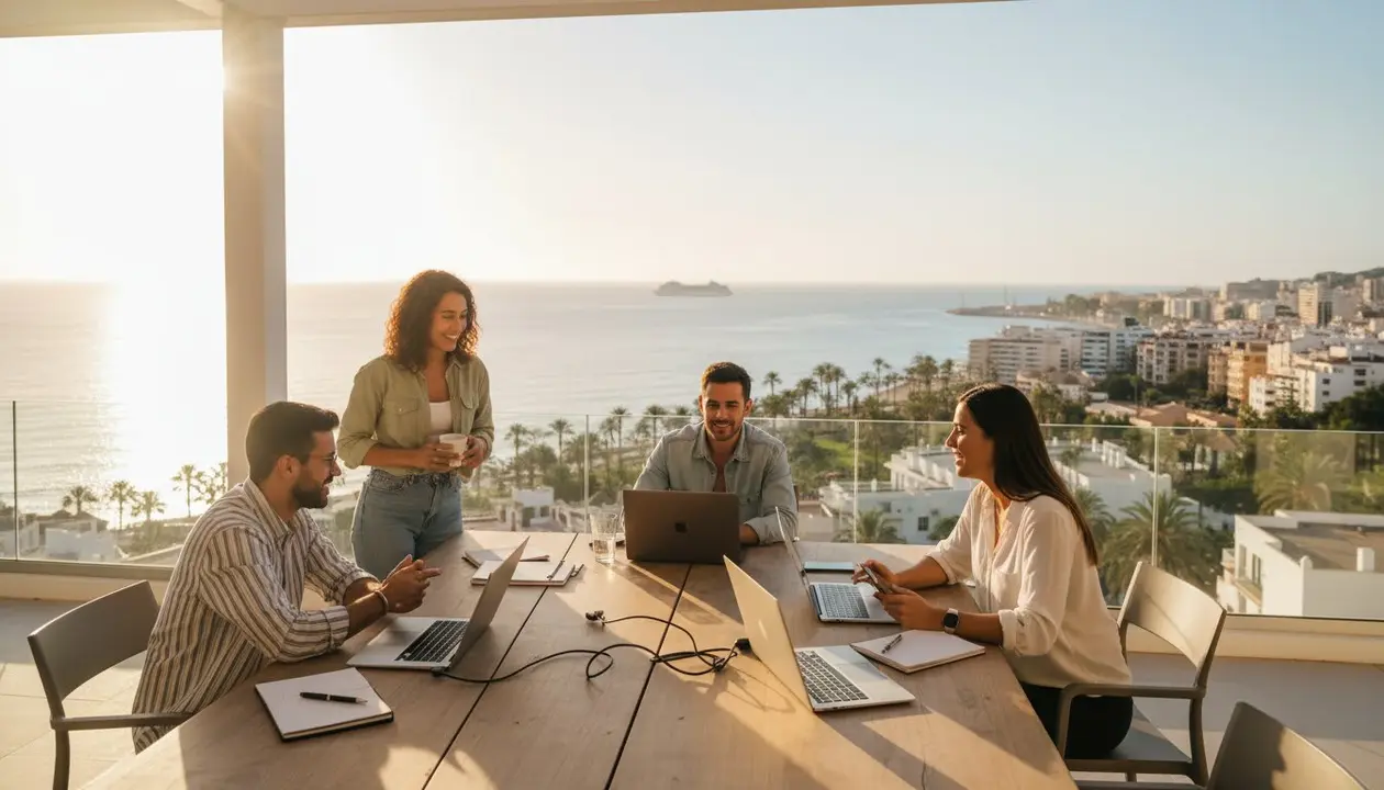  M&aacute;laga y la Costa del Sol atraen teletrabajadores con una campa&ntilde;a en Europa - Imagen generada por IA 