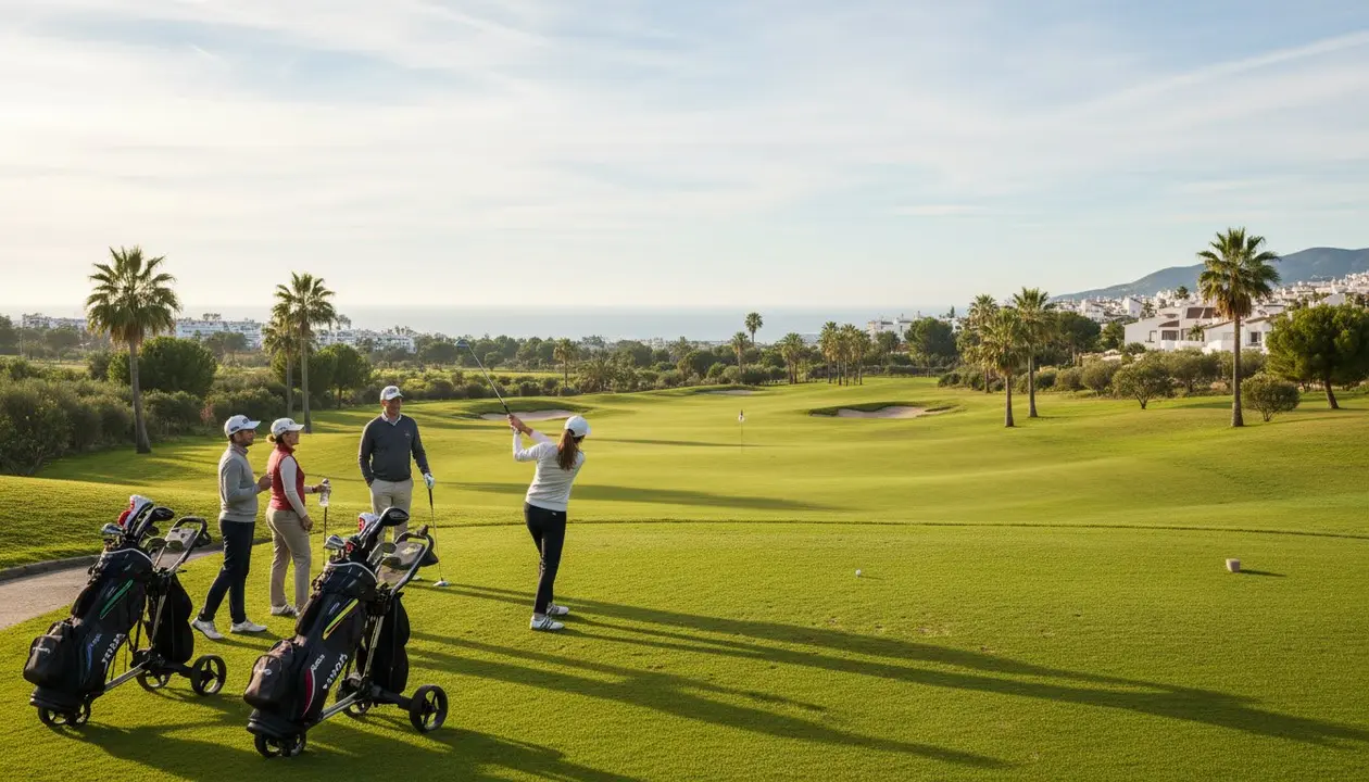  Mijas destaca el auge del turismo de golf en oto&ntilde;o junto a los chiringuitos - Imagen generada por IA 
