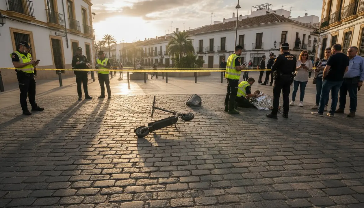  Menor de 17 a&ntilde;os fallece tras caer de un patinete el&eacute;ctrico en M&aacute;laga capital - Imagen generada por IA 