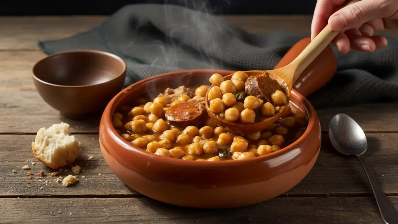  Guiso de garbanzos meloso con patata y chorizo listo en solo 20 minutos - Imagen generada por IA 