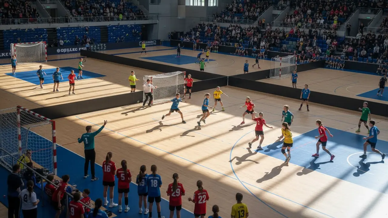  Liga de Promoci&oacute;n de Balonmano en M&aacute;laga re&uacute;ne a m&aacute;s de 700 j&oacute;venes en cuatro sedes - Imagen generada por IA 