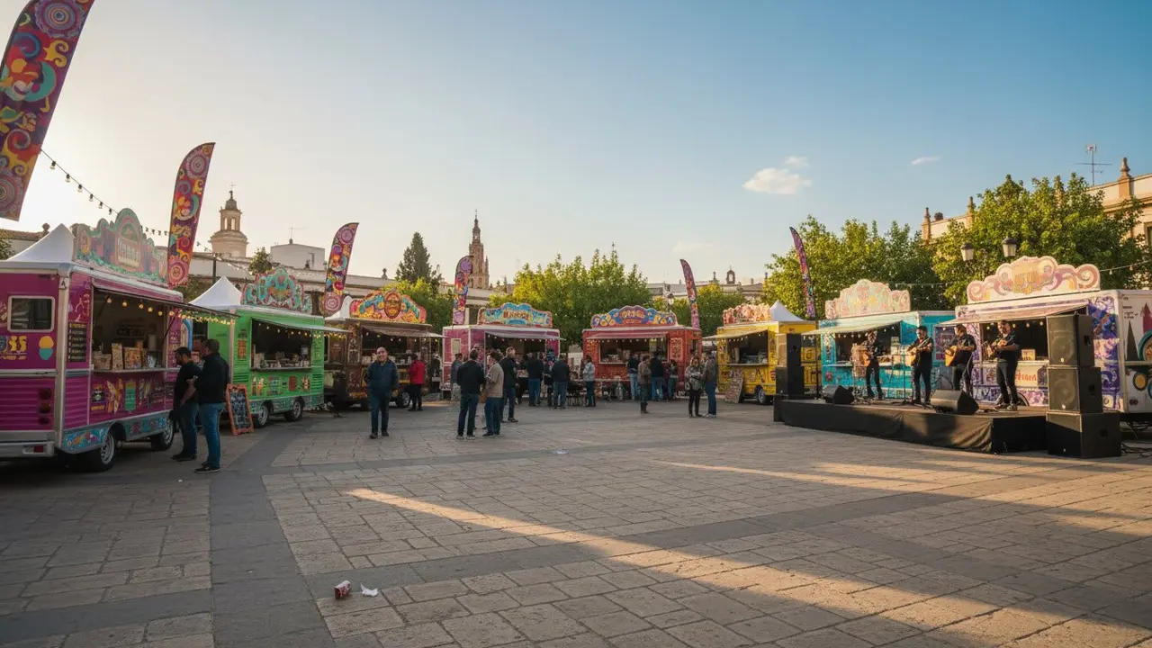  Alma Hispana en Jerez: 14 food trucks y tres d&iacute;as de m&uacute;sica en la Alameda Vieja - Imagen generada por IA 