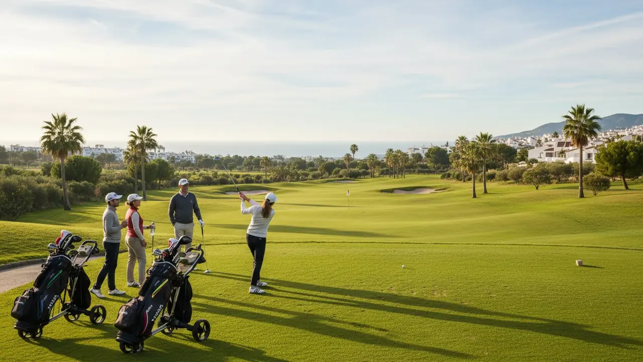  Mijas destaca el auge del turismo de golf en oto&ntilde;o junto a los chiringuitos - Imagen generada por IA 